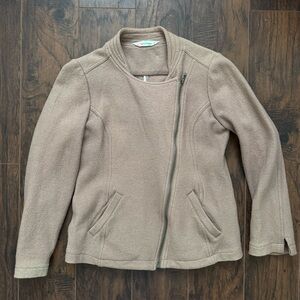 Carve Designs Medium Tan Angle Zip Wool Blend Jacket